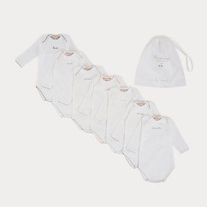 Bonpoint Days of the Week Long Sleeve bodysuits in White, 6m